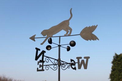 Garden Market Place Weathervane - Cat & Mouse Steel Weathervane With Ground Spike And Wall Fixing. - image 1