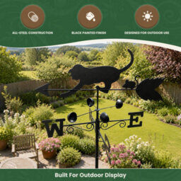 Garden Market Place Weathervane - Cat & Mouse Steel Weathervane With Ground Spike And Wall Fixing. - thumbnail 5