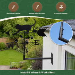 Garden Market Place Weathervane - Cat & Mouse Steel Weathervane With Ground Spike And Wall Fixing. - thumbnail 4