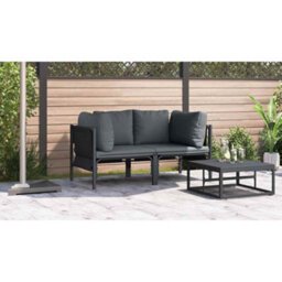 Berkfield Outdoor Furniture With Cushion 2 Pcs Anthracite Steel - thumbnail 4