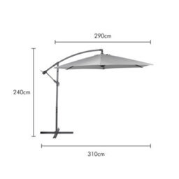 Vonhaus Banana Parasol 3M, Cantilever Hanging Parasol Umbrella For Garden, Sun Shade Canopy With Crank, Steel Frame, Uv30+, Grey - thumbnail 9