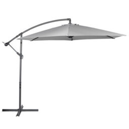 Vonhaus Banana Parasol 3M, Cantilever Hanging Parasol Umbrella For Garden, Sun Shade Canopy With Crank, Steel Frame, Uv30+, Grey - thumbnail 1