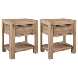 Berkfield Nightstands With Drawers 2 Pcs 40X30X48 Cm Solid Acacia Wood - thumbnail 1