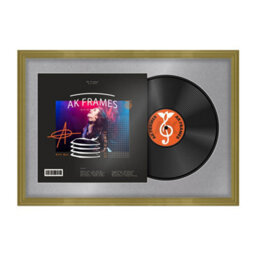 "AK Frames 25X17"" Gold Classic Vinyl Record Frame With Mid Grey Mount For 12 Inch Lp Cover & Disc - Overlapped Design" - thumbnail 1
