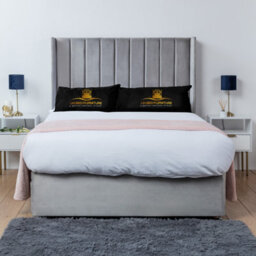 UKBEDFURNITURE Bella Silver Plush Wingback Divan Bed Base With 54 Inch Headboard & 10 Inch Orthopaedic Mattress - No Storage - thumbnail 1