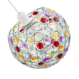 Happy Homewares Modern Round Globe Easy Fit Pendant Shade With Small Multi Acrylic Bead Jewels - thumbnail 3