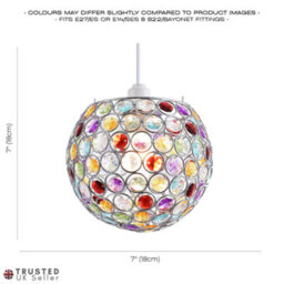 Happy Homewares Modern Round Globe Easy Fit Pendant Shade With Small Multi Acrylic Bead Jewels - thumbnail 7