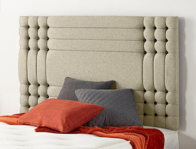 Somnior Beds Somnior  5Ft Flexby King 32 Inches Wheat Linen Headboard With Wooden Struts