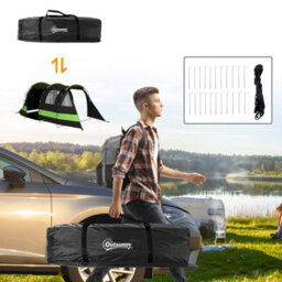 Outsunny Blackout Camping Tent With Bedroom & Living Room For 4-5 Person, Black - thumbnail 8