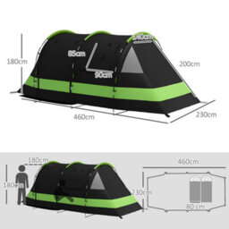 Outsunny Blackout Camping Tent With Bedroom & Living Room For 4-5 Person, Black - thumbnail 3