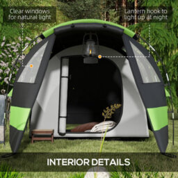 Outsunny Blackout Camping Tent With Bedroom & Living Room For 4-5 Person, Black - thumbnail 7