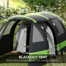 Outsunny Blackout Camping Tent With Bedroom & Living Room For 4-5 Person, Black - thumbnail 5