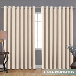 Ameha Cream Plain Blackout Curtain 66''x72'',ringtop Ready Made Thermal Insulated Eyelet Top Bedroom Living Room Decor - thumbnail 4