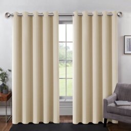 Ameha Cream Plain Blackout Curtain 66''x72'',ringtop Ready Made Thermal Insulated Eyelet Top Bedroom Living Room Decor