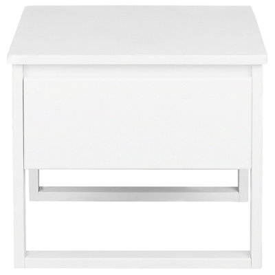 Beliani Bedside Table, White Lacquered Pine, 50 X 43 Cm, 1 Drawer With Soft-Close - image 1