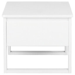 Beliani Bedside Table, White Lacquered Pine, 50 X 43 Cm, 1 Drawer With Soft-Close - thumbnail 1