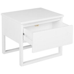 Beliani Bedside Table, White Lacquered Pine, 50 X 43 Cm, 1 Drawer With Soft-Close - thumbnail 4