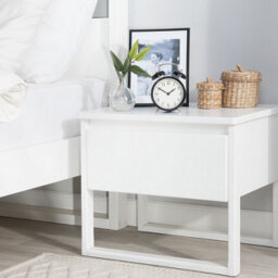 Beliani Bedside Table, White Lacquered Pine, 50 X 43 Cm, 1 Drawer With Soft-Close - thumbnail 2