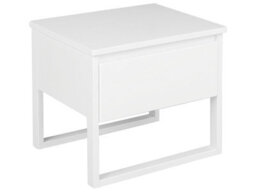 Beliani Bedside Table, White Lacquered Pine, 50 X 43 Cm, 1 Drawer With Soft-Close - thumbnail 3