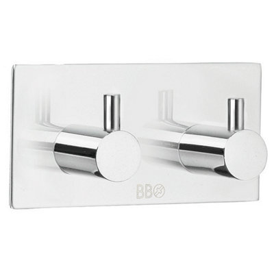 Beslagsboden - Double Towel Hook, Pol Stainless Steel Self-Adhesive