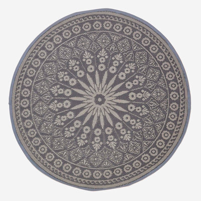 Homescapes Luxury Outdoor Rug Waterproof Reversible Round For Garden Patio, 170 Cm, Black, 100% Recycled, Mandala - image 1