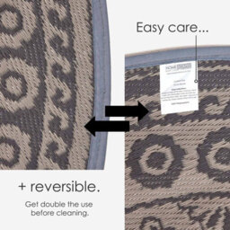Homescapes Luxury Outdoor Rug Waterproof Reversible Round For Garden Patio, 170 Cm, Black, 100% Recycled, Mandala - thumbnail 6