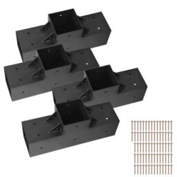 Vevor Pergola Kit 4-Pack, T-Shaped 4X4 (Actual 3.5X3.5 Inch), 3-Way Pergola Brackets Diy Woodworking Gazebo Bracket Kit - thumbnail 1