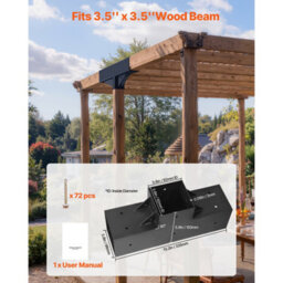 Vevor Pergola Kit 4-Pack, T-Shaped 4X4 (Actual 3.5X3.5 Inch), 3-Way Pergola Brackets Diy Woodworking Gazebo Bracket Kit - thumbnail 2