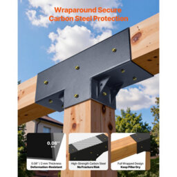 Vevor Pergola Kit 4-Pack, T-Shaped 4X4 (Actual 3.5X3.5 Inch), 3-Way Pergola Brackets Diy Woodworking Gazebo Bracket Kit - thumbnail 4