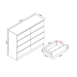 Fwstyle Carlton Black 8 Drawer Chest Of Drawers (H) 99Cm (W) 110Cm (D) 40Cm - thumbnail 9