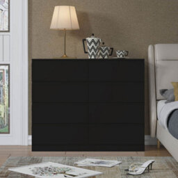 Fwstyle Carlton Black 8 Drawer Chest Of Drawers (H) 99Cm (W) 110Cm (D) 40Cm - thumbnail 1