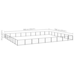 Berkfield Durable Dog Kennel Black 63 M2 Steel - thumbnail 6