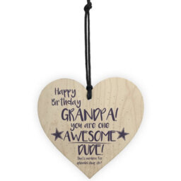 Red Ocean Awesome Dude Funny Happy Birthday Shabby Chic Wooden Heart Grandad Grandpa Gift For Him - thumbnail 5