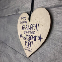 Red Ocean Awesome Dude Funny Happy Birthday Shabby Chic Wooden Heart Grandad Grandpa Gift For Him - thumbnail 7