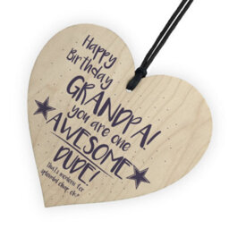 Red Ocean Awesome Dude Funny Happy Birthday Shabby Chic Wooden Heart Grandad Grandpa Gift For Him - thumbnail 6