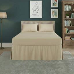 Fitted Valance Bed Sheet Polycotton Mattress Cover And Frill Easy Care Cream