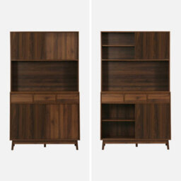 Sweeek - Kitchen Sideboard 110Cm With 3 Drawers Wood Decor Walnut 110X40X185 Cm - Linear - thumbnail 3