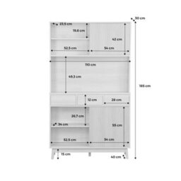 Sweeek - Kitchen Sideboard 110Cm With 3 Drawers Wood Decor Walnut 110X40X185 Cm - Linear - thumbnail 5
