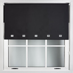 Furnished Blackout Roller Blinds With Square Eyelets And Metal Fittings- Black Trimmable (W)155Cm (L)210Cm