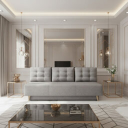 Bella Sofa Bed For Living Room With Polyurethane Foam Bonell Springs Wooden Frame Storage And Cushions Light Grey - thumbnail 1