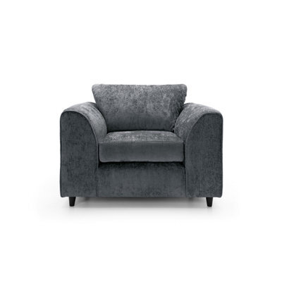Abakus Direct Harriet Crushed Chenille Armchair Chair In Dark Grey - image 1