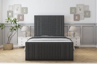 "Sloomy Kingsley Graphite Dumfries Bed Frame With Mattress With 50"" Upholstered Headboard 5' King" - image 1