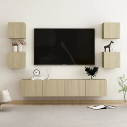 Berkfield 6 Piece Tv Cabinet Set Sonoma Oak Engineered Wood - thumbnail 1