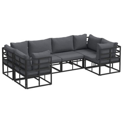 Berkfield Stylish Garden Sofa Set 6 Pcs Black Aluminium - image 1