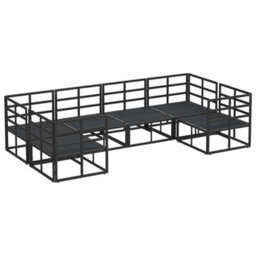 Berkfield Stylish Garden Sofa Set 6 Pcs Black Aluminium - thumbnail 7
