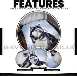 Gc Gaveno Cavailia 3D Wildlife Husky 150X200Cm Cosy Fleece Bed Throw, Fluffy Throw Blanket For Bed - thumbnail 2