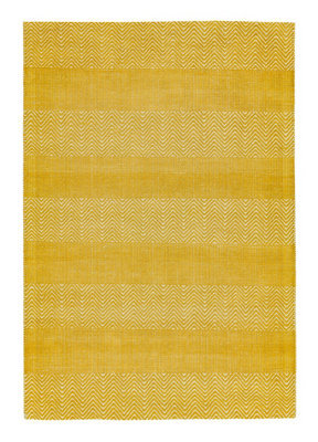 Yellow Modern Geometric Graphics Natural Fibers Handmade Rug For Dining Room Bedroom & Living Room-120Cm X 170Cm