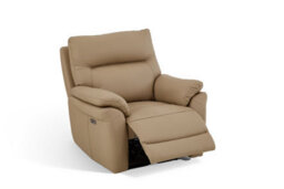 Beige Leather Electric 1 Seater Recliner Chair - thumbnail 2