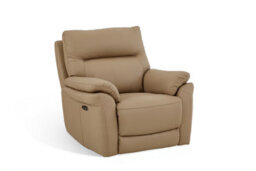 Beige Leather Electric 1 Seater Recliner Chair - thumbnail 4