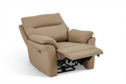 Beige Leather Electric 1 Seater Recliner Chair - thumbnail 3